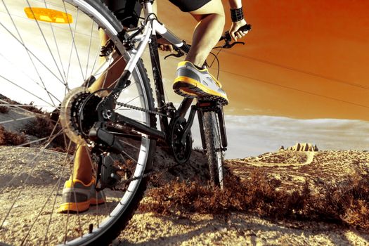 Extreme sports.Mountain bicycle and man.Life style outdoor extreme sport