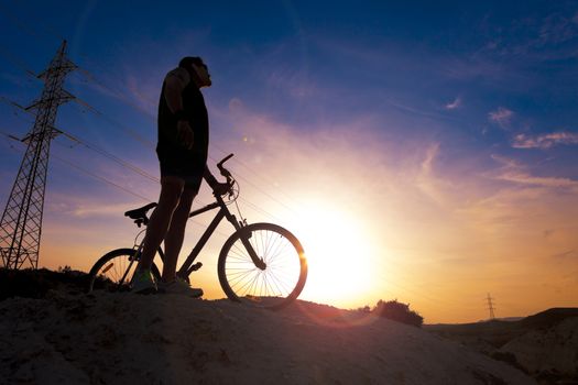 Extreme sports.Mountain bicycle and man.Life style outdoor extreme sport