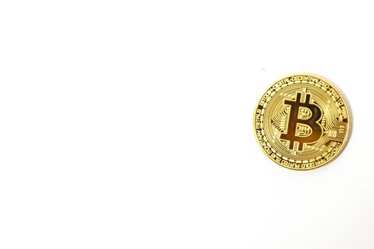electronic money bitcoin over white background