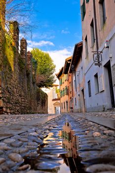 Colorful cobbled street of Cividale del Friuli, ancient town in Friuli Venezia Giulia region of Italy