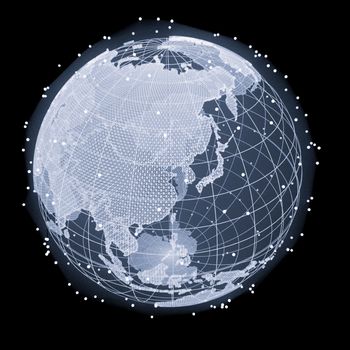 Abstract Telecommunication Earth Map. Communication network concept. 3d illustration