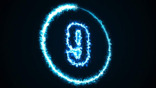 Abstract background with energy number. Digital 3d rendering. Isolated digital sign on a black background