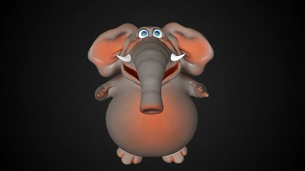 Fun elephant. Computer graphic. Digital 3d rendering
