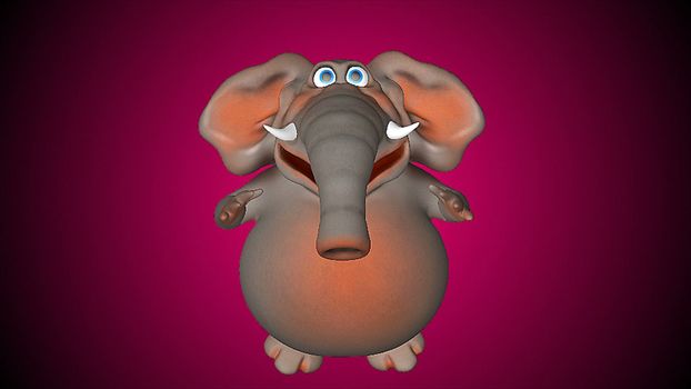 Fun elephant. Computer graphic. Digital 3d rendering