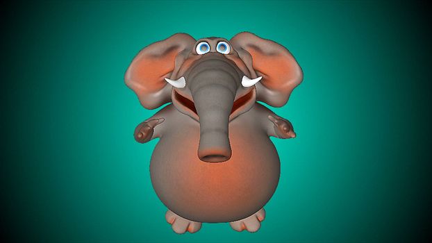 Fun elephant. Computer graphic. Digital 3d rendering