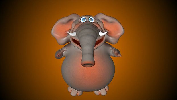 Fun elephant. Computer graphic. Digital 3d rendering