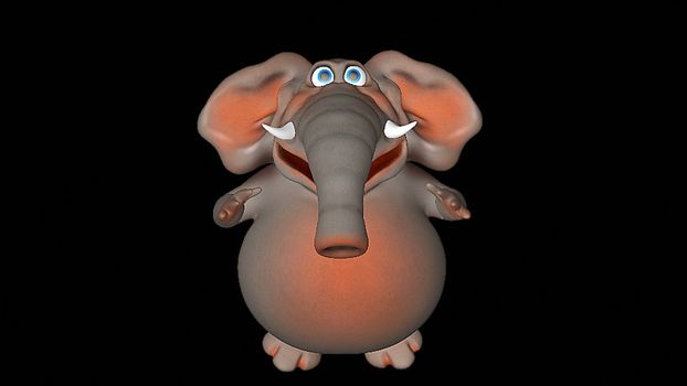 Fun elephant. Computer graphic. Digital 3d rendering