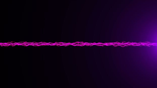 Wavy surface of shine particles with glittering flare. Digital 3d rendering