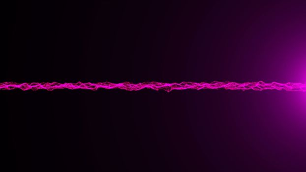 Wavy surface of shine particles with glittering flare. Digital 3d rendering