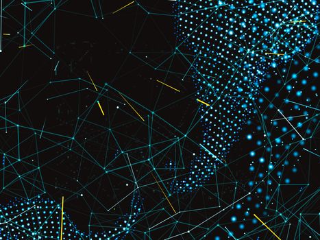 The digital world. A world map connected by a digital network. Abstract submission of payments or networks. 3d illustration