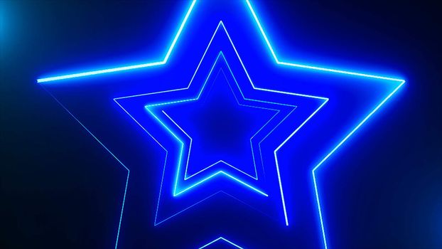 Abstract digital background with neon stars. Digital 3d rendering