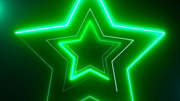 Abstract digital background with neon stars. Digital 3d rendering