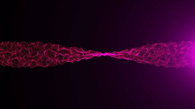 Wavy surface of shine particles with glittering flare. Digital 3d rendering