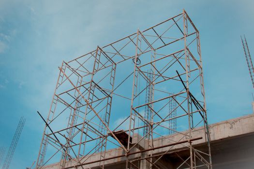 Steel scaffolding for construction site in Thailand