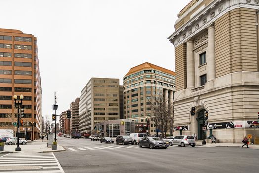 WASHINGTON D.C., USA - DECEMBER 20: Streets and architecture of Washington DC early morning. Washington is the capital of the United States on December 20, 2017, in Washington DC