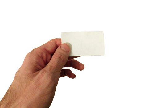 business card in hand