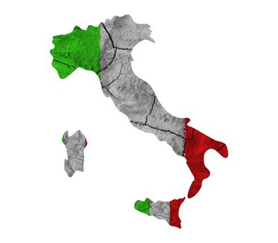 Italy map with flag