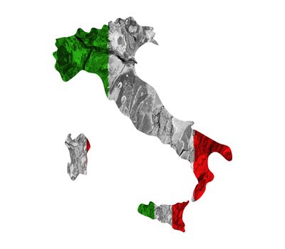 Italy map with flag