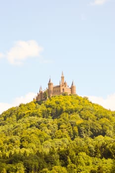 View of the castle of Hohenzollern in the municipality of bisingen in the state of Baden-Württemberg in Germany