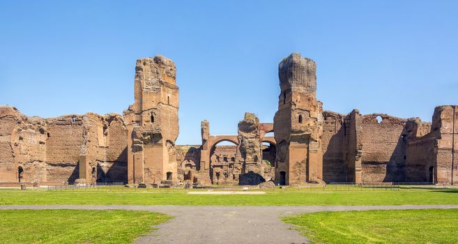Baths of Caracalla, ancient ruins of roman public thermae built by Emperor Caracalla in Rome, Italy