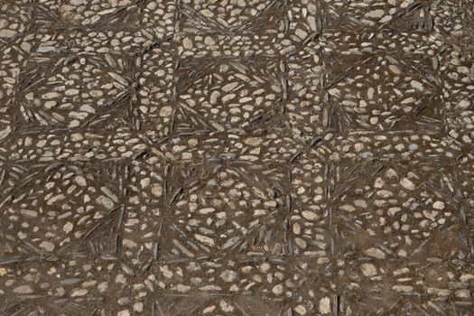 Patterns on a stone walking path at the Alhambra palace in Granada, Spain, Europe