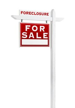 Left Facing Foreclosure Sold For Sale Real Estate Sign Isolated on White.