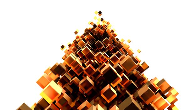 A Orange Cubes Abstract Background For Your Design. White Background And Transparent Cubes. 3D Illustration