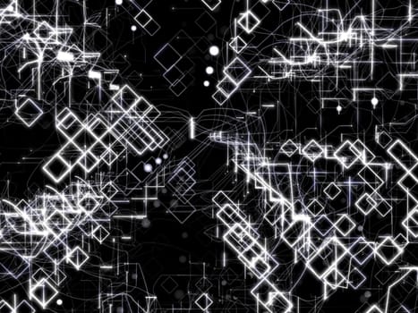 Technology Abstract Background With Lines, Rectangles and Dots. Digital concept. 3D Illustration