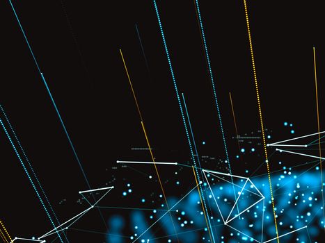 The digital world. A world map connected by a digital network. Abstract submission of payments or networks. 3d illustration