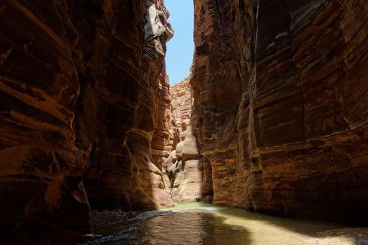 Scenic cliffs of Wadi Mujib creek in Jordan