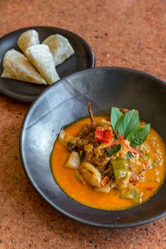Curry Soft crab with cheese roti