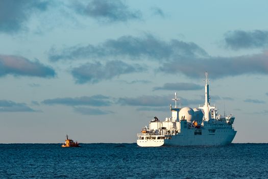 White military comander vessel sailing to Baltic sea