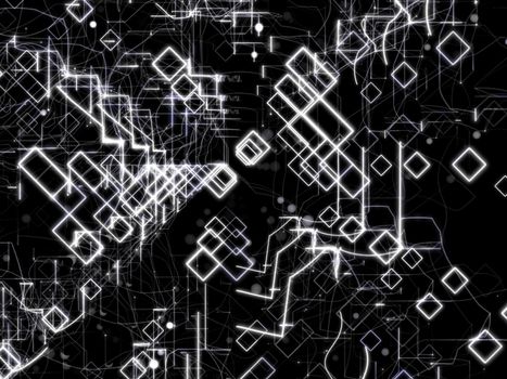 Technology Abstract Background With Lines, Rectangles and Dots. Digital concept. 3D Illustration