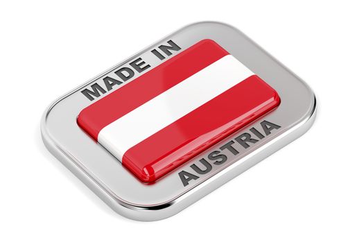 Silver badge Made in Austria with Austrian flag 