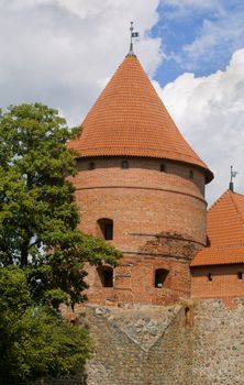 Tower of the medieval Trakai Castle, near Vilnius, Lithuania
