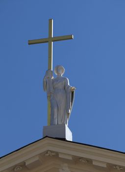 Statue of St. Helen on St. Stanislaus and St Ladislaus cathedral in Vilnius, Lithuania