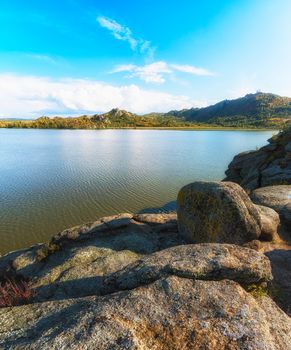 Beauty view on Kolyvan lake - a lake at the foot of the northern slope of the Kolyvan Ridge in the Altai Territory of Russia