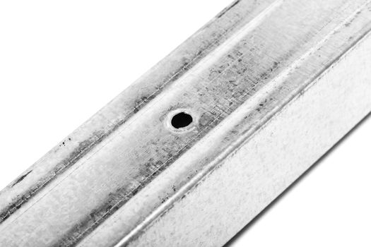 U shaped metal profile for drywall support isolated on white background