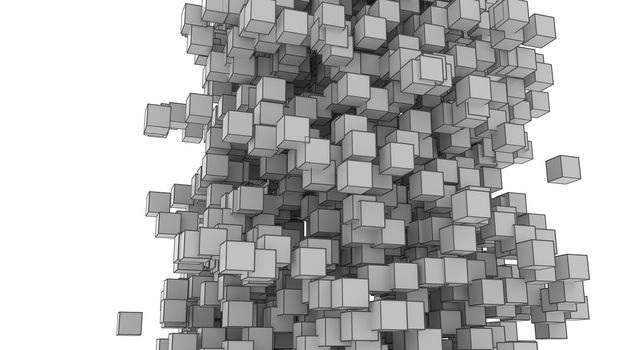 Abstract Image Of Cubes Background In Gray Toned. Template For Your Technology Design. 3D Illustration