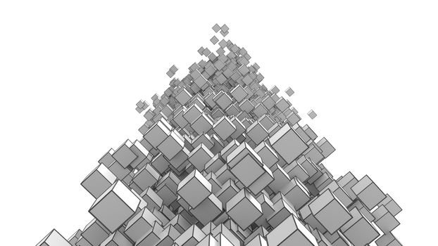 Abstract Image Of Cubes Background In Gray Toned. Template For Your Technology Design. 3D Illustration