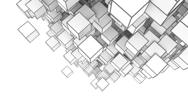 Abstract Image Of Cubes Background In Gray Toned. Template For Your Technology Design. 3D Illustration