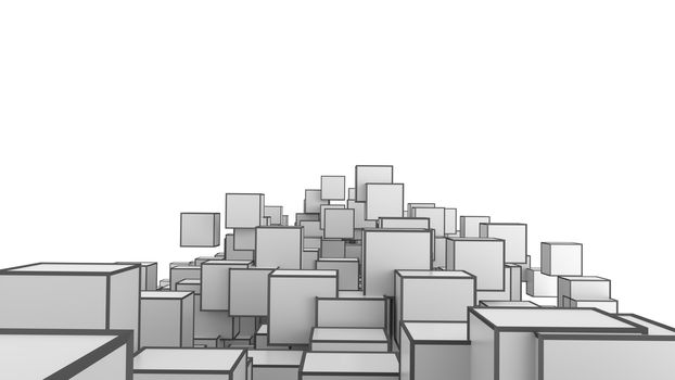 Abstract Image Of Cubes Background In Gray Toned. Template For Your Technology Design. 3D Illustration