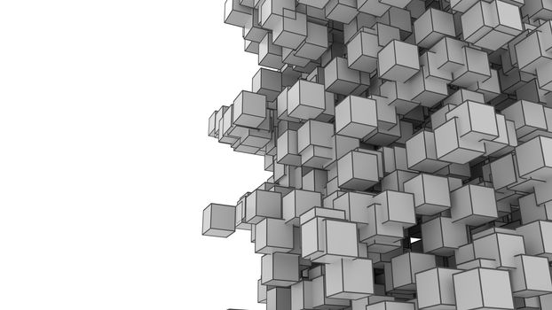 Abstract Image Of Cubes Background In Gray Toned. Template For Your Technology Design. 3D Illustration