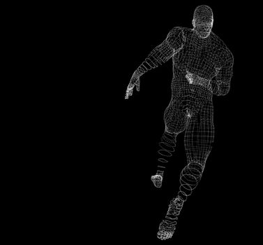 Running Man. Dots and lines. Futuristic Concept. 3d illustration