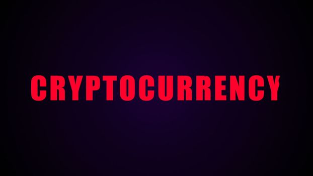 Cryptocurrency text. Abstract background. Digital 3d rendering