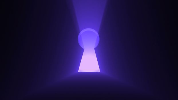 A keyhole with bright light. 3d rendering