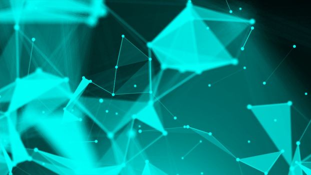 Abstract Polygonal Space Background with Connecting Dots and Lines. 3d rendering