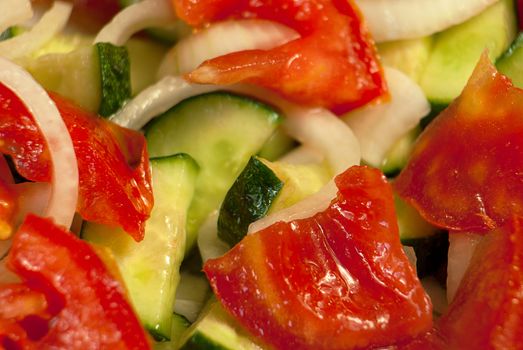 salad with lettuce and fresh vegetable close up