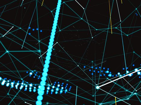 A world map consisting of dots and lines. A global network connecting world's points. Technological template for background of your design. Abstract representation of digital world. 3d illustration