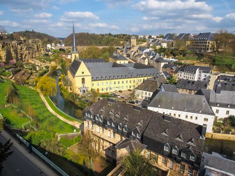 View of Grund district in Luxembourg City, Luxembourg